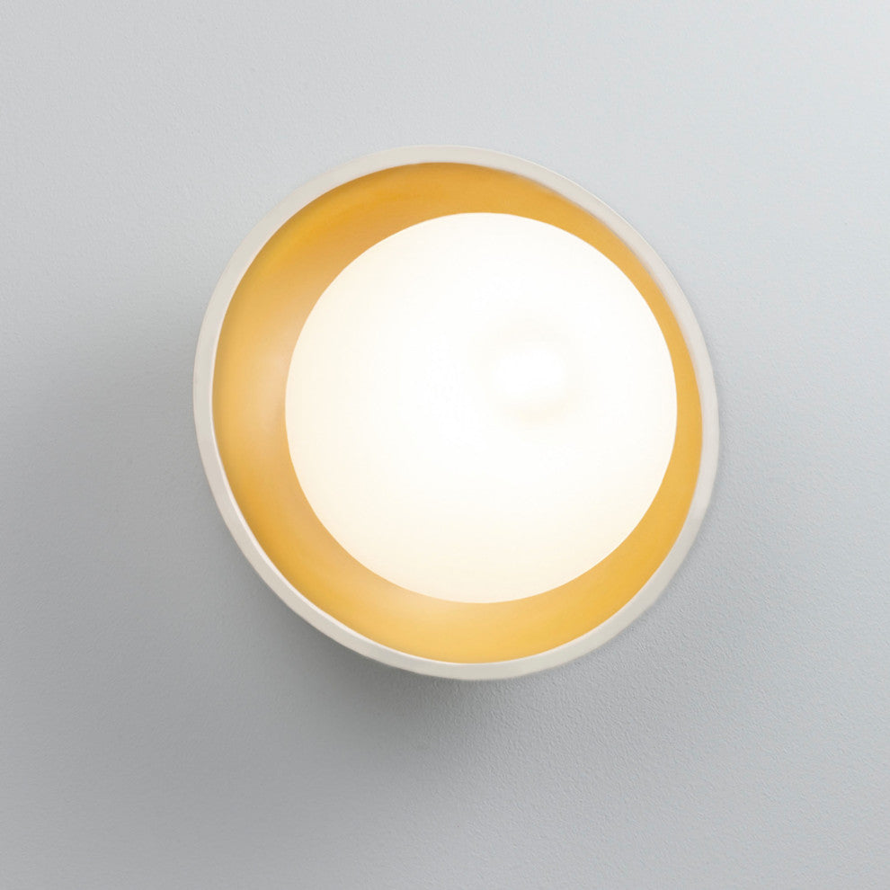 Mini Coupe Wall Sconce, Matte White with Champagne Gold internal finish
