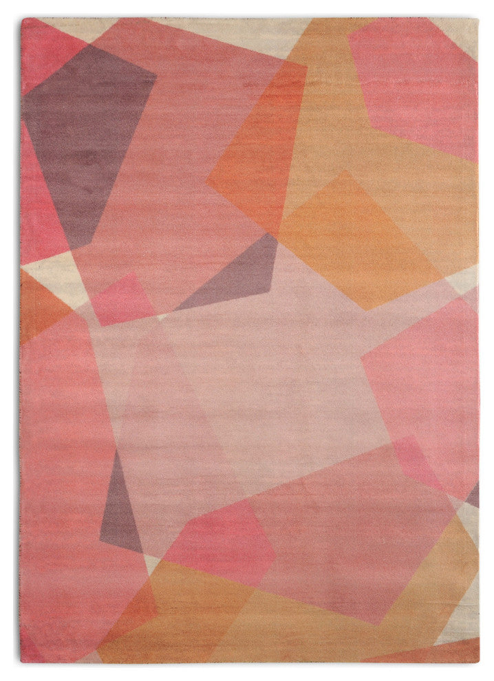 Blush Chroma Mid-Century Modern Geometric Area Rug, 7'6"x9'6"