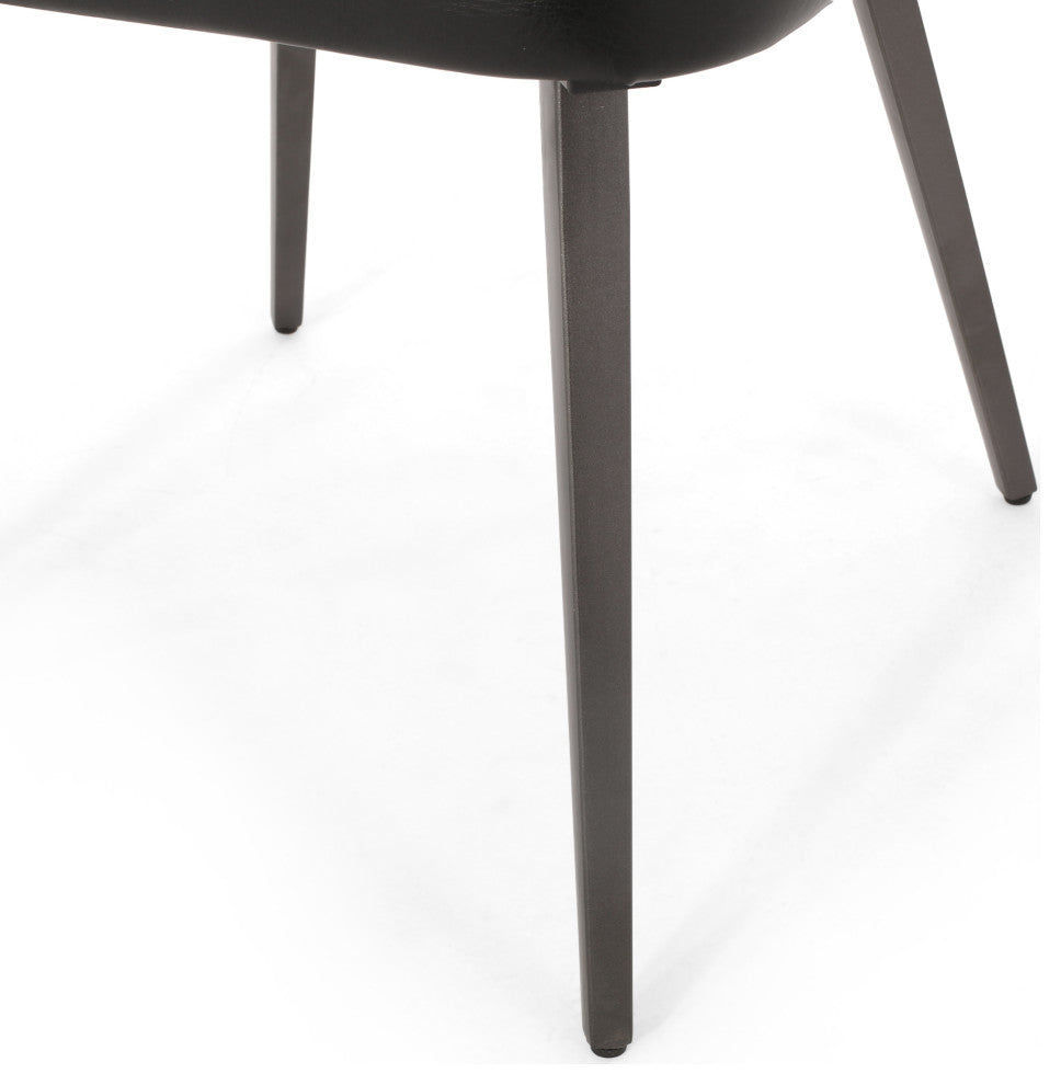 Odum Abbeville Contemporary Open Back Dining Chairs (Set of 2), Midnight + Gun Metal