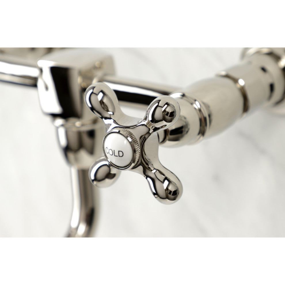 Kingston Brass KS1216AX Heritage Wall Mount Bathroom Faucet, Polished Nickel