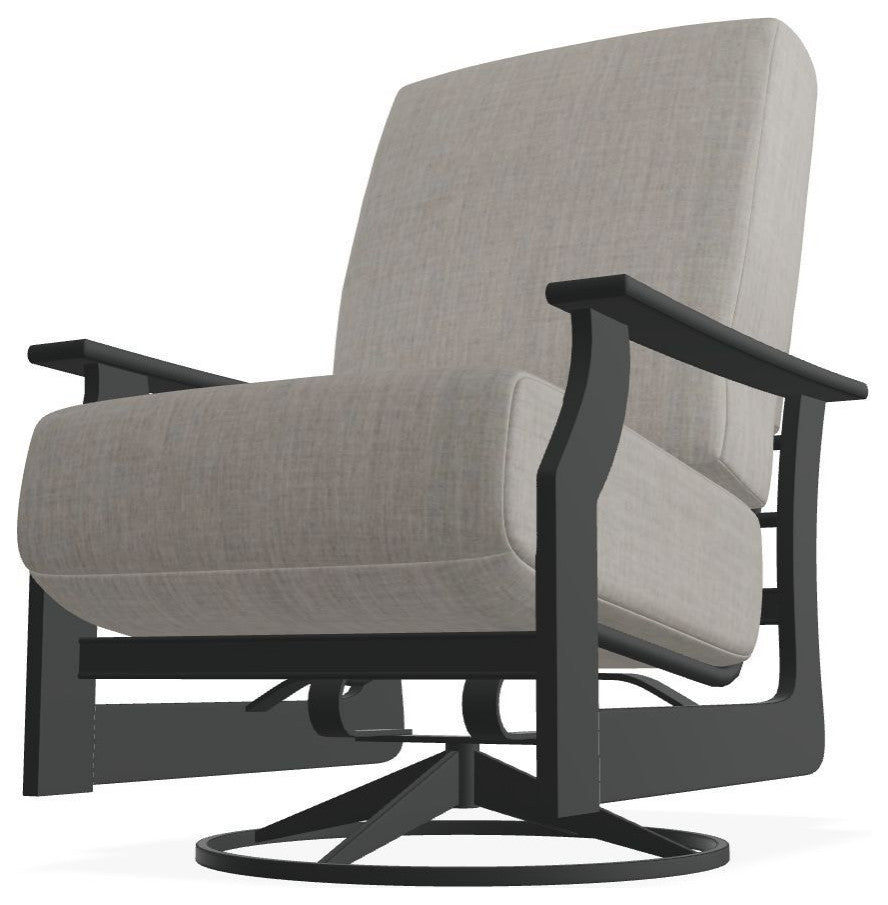 St. Catherine Deep Seat Outdoor Swivel Rocker, Cast Silver/Graphite