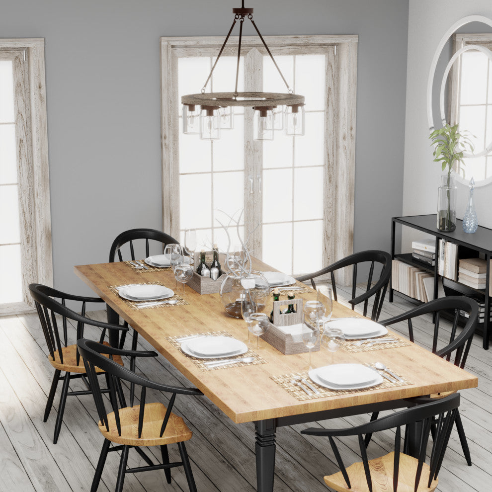 Hunter Devon Park Onyx Bengal and Barnwood 6-Light Chandelier Light Fixture