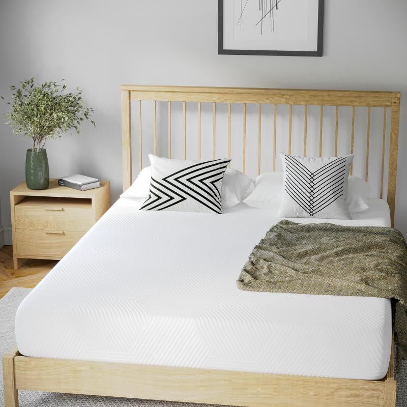 Jasmine Charcoal & Green Tea Cooling Gel Memory Foam 8" CertiPUR-US Mattress, White, Queen