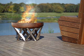 Modern Vingis Fire Combination Rusting and Stainless Steel, 24.8"