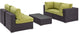Espresso Peridot Convene 5 Piece Outdoor Patio Sectional Set