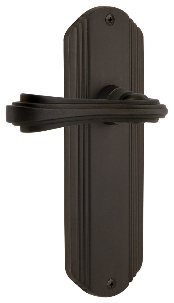 Deco Plate With Fleur Lever, Oil-Rubbed Bronze, Left-Handed