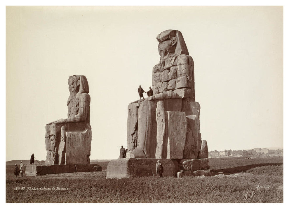"Thebes, The Colossi of Memnon, 1870s" Paper Print by Henri Bï¿½chard, 32"x23"