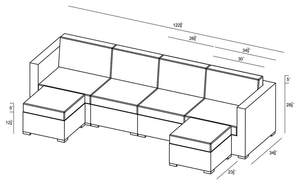 District 6 Piece Sectional Set, Spectrum Indigo