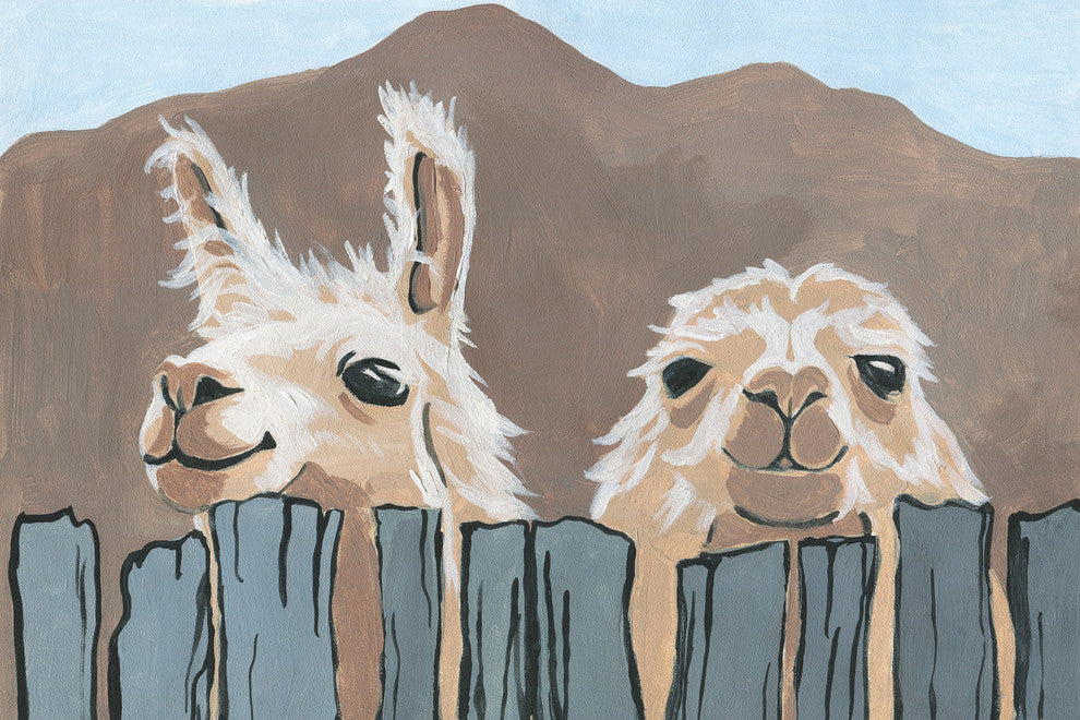 "Peekaboo Llamas" Painting Print on Wrapped Canvas, 30"x20"