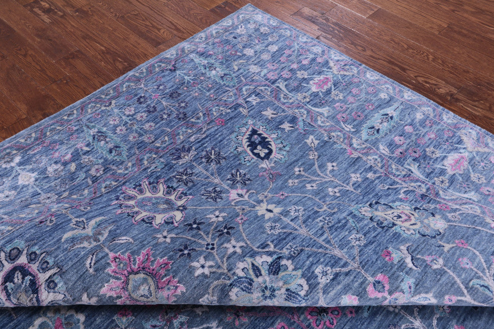 9' Square Wool & Silk Handmade Persian Rug - Q13046