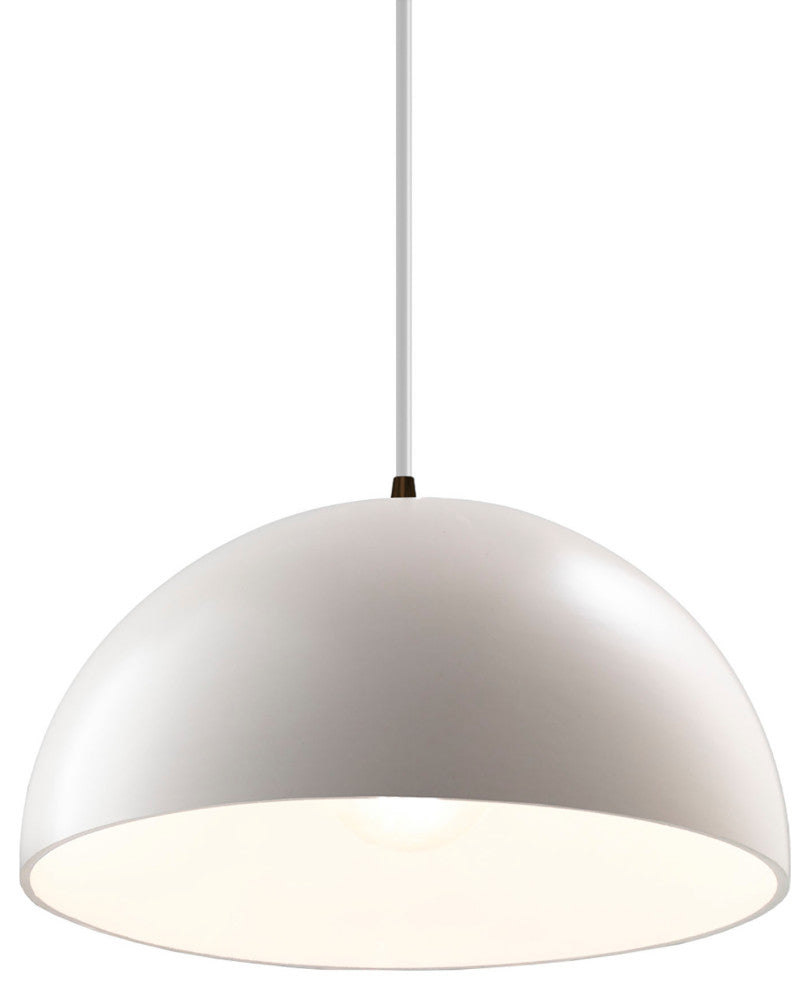 Dome 1-Light Pendant, Matte White, Dark Bronze, White Cord
