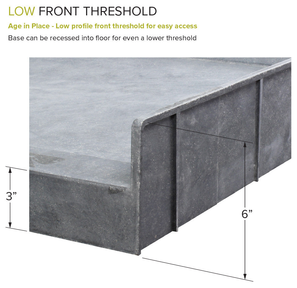 Transolid Ready to Tile 60"Lx36"W Shower Base with Center Drain in Dark Grey