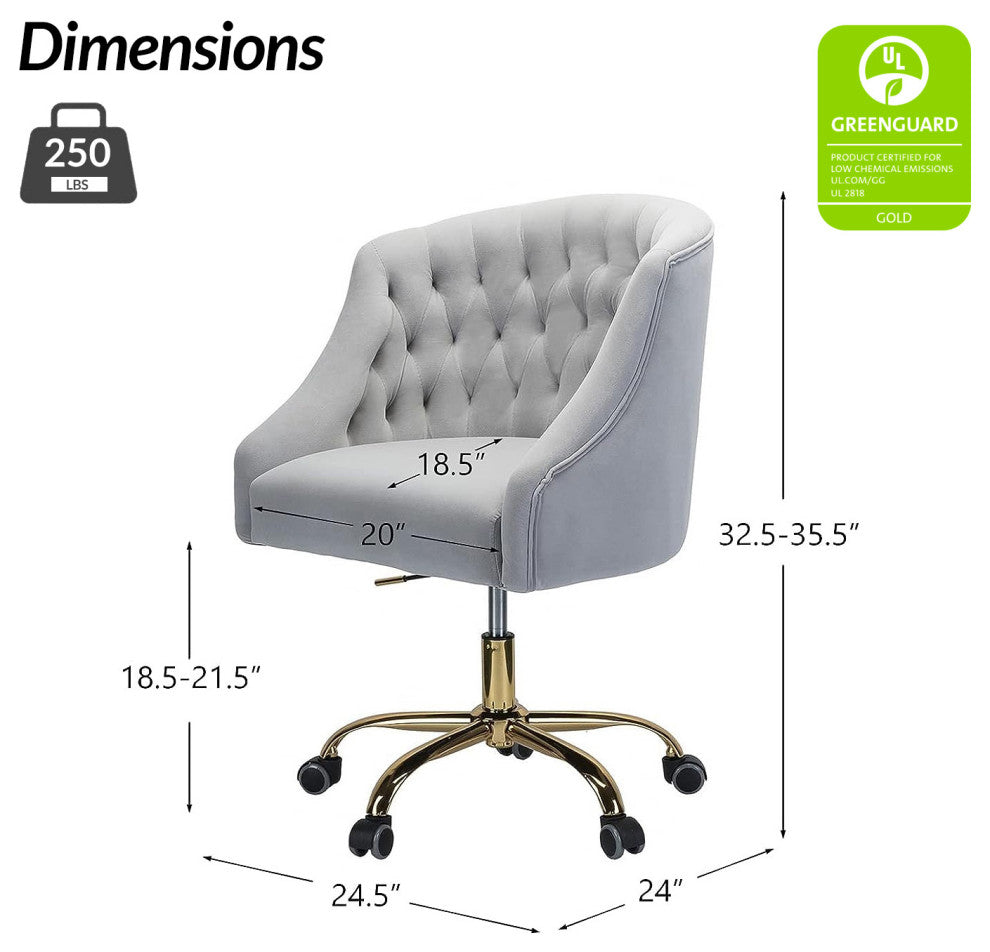 Home Office Swivel Chair with Button-Tufted Back, Gray
