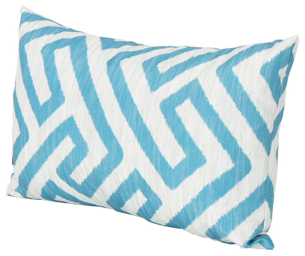 GDF Studio Manduka Outdoor Rectangular Pillow, Dark Teal/White Greek Key, Single