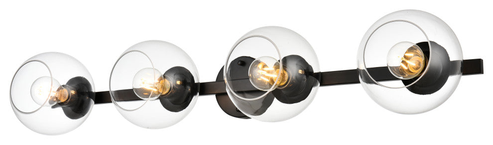 4 Light Black And Clear Bath Sconce