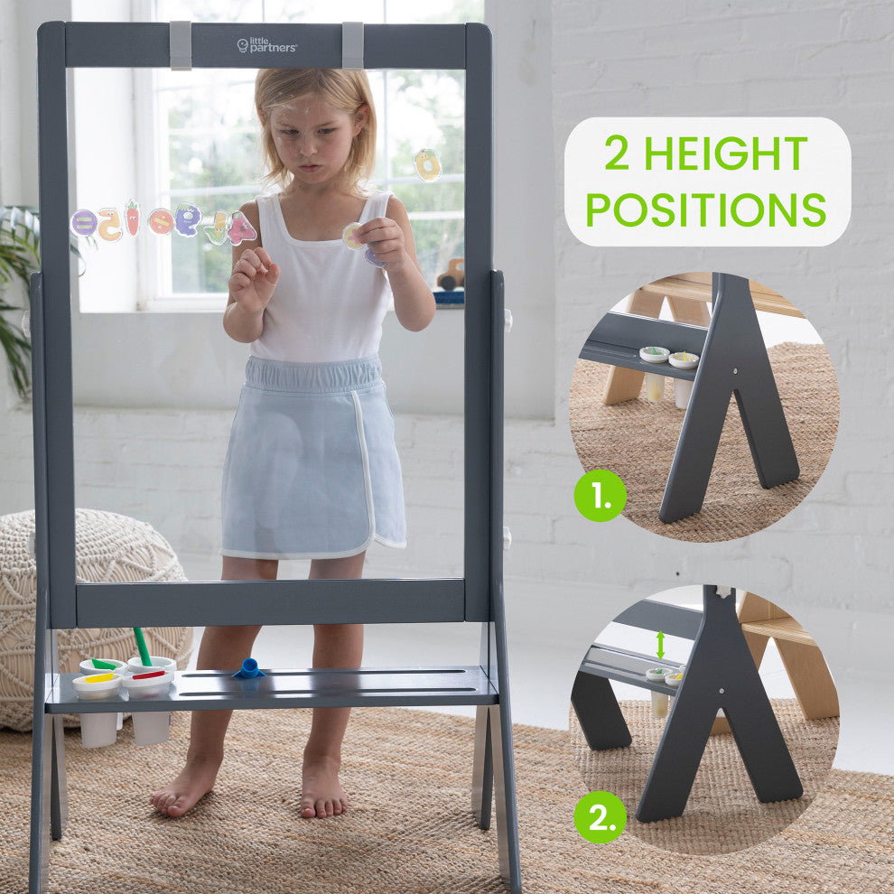 Little Partners Peek-A-Boo Adjustable Height Art Easel, Earl Gray