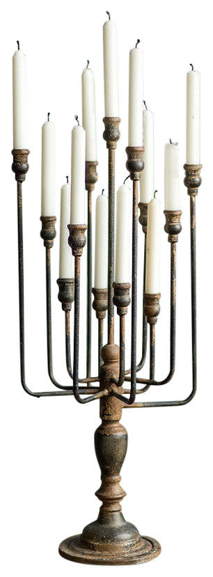 Rustic Black Iron Candelabra