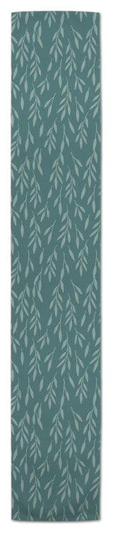Teal and Mint Leaves 16x72 Cotton Twill Runner