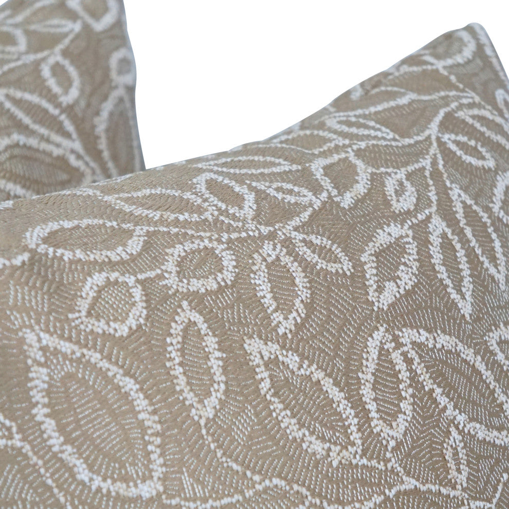 17" Jacquard Throw Pillows With Inserts, Set of 2, Florian Camel