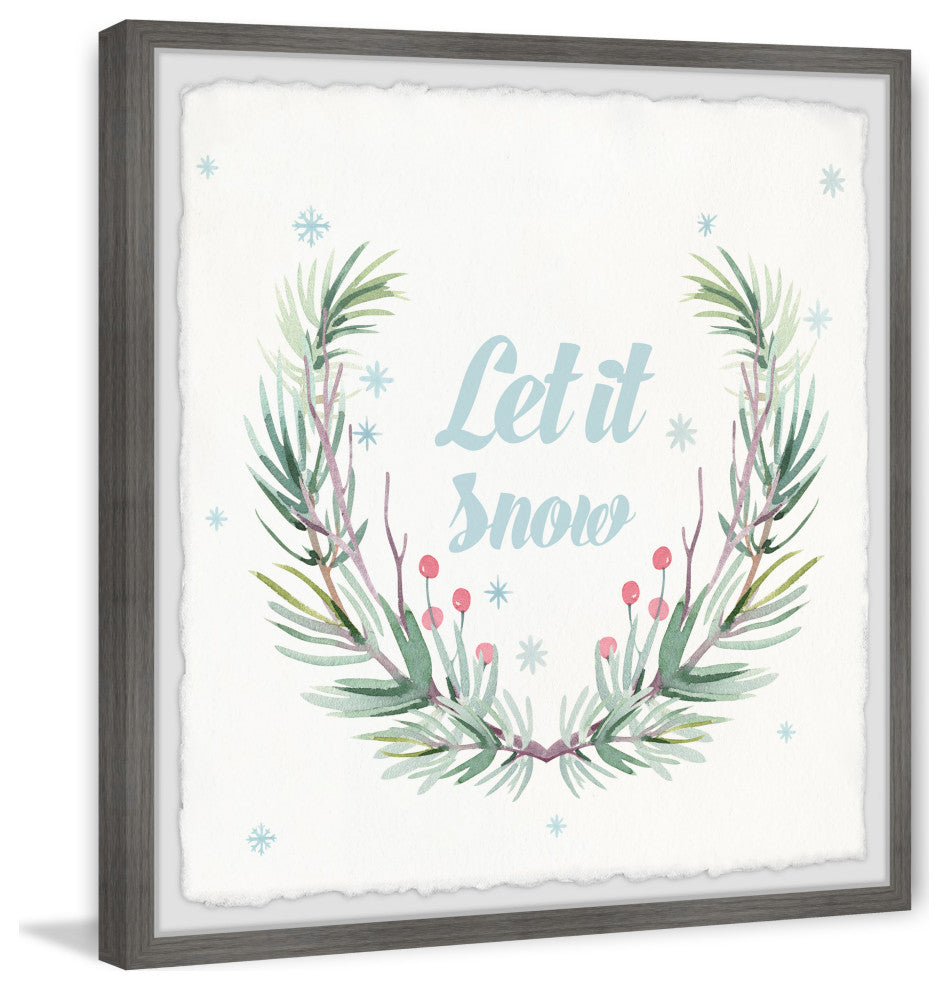 "Let It Snow Wreath" Framed Painting Print, 32x32