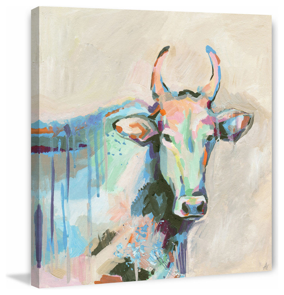 "Mystical Bull" Painting Print on Wrapped Canvas, 32"x32"