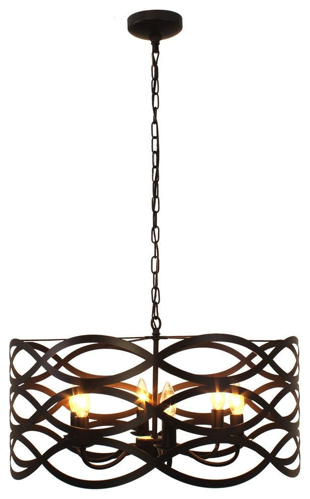 Chloe Lighting Transitional 6 Light Oil Rubbed Bronze Ceiling Pendant, 24"