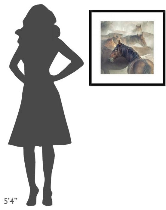 "Tired Horses" Framed Digital Print by Huseyin Taskin, 26"x26"