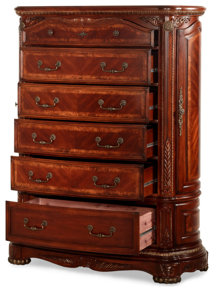 Full front view with drawers open on white background