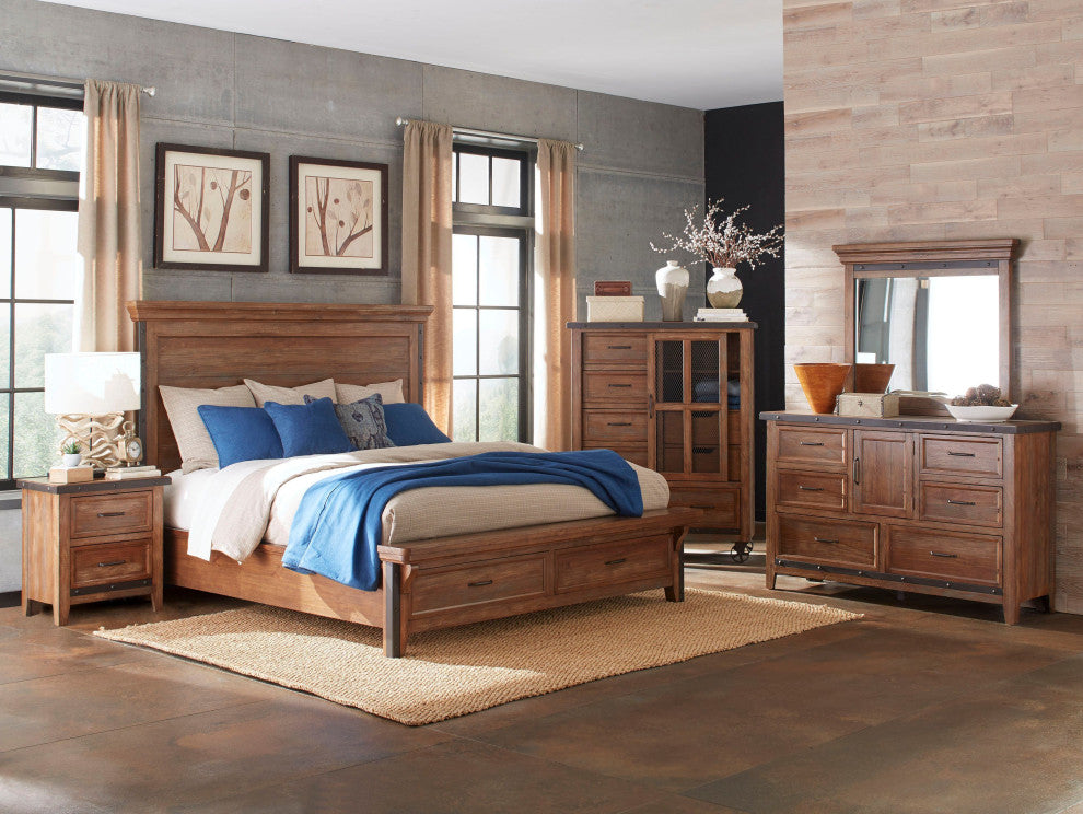 Taos Panel Bed, Canyon Brown,King, Storage
