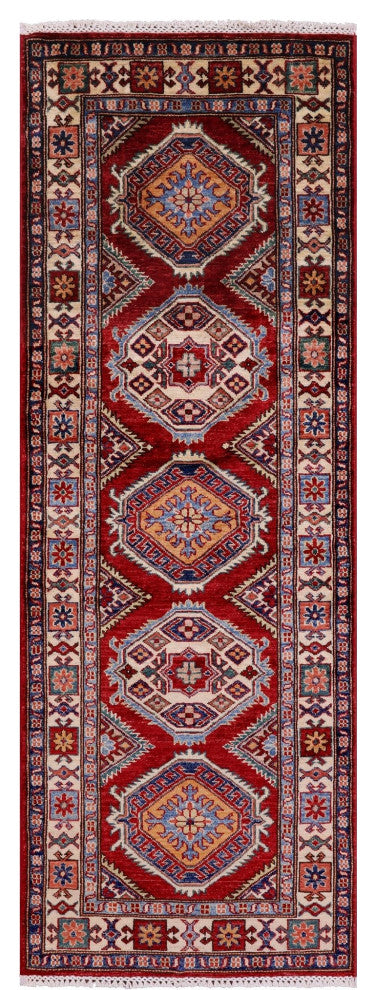 2' 6" X 7' 1" Super Kazak Hand Knotted Wool Runner Rug - Q12965