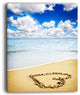 "Massive Heart Drawn On Serene Beach" Seashore Canvas Wall Art, 12"x20"