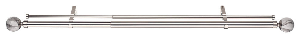 Linen Avenue Grey Marble Double Curtain Rod Set,48 to 86-Inch,Brushed Nickel