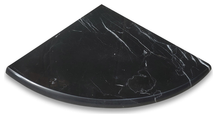 Nero Marquina Black Marble 9x9 Shower Corner Shelf Soap Dish Polished, 1 piece