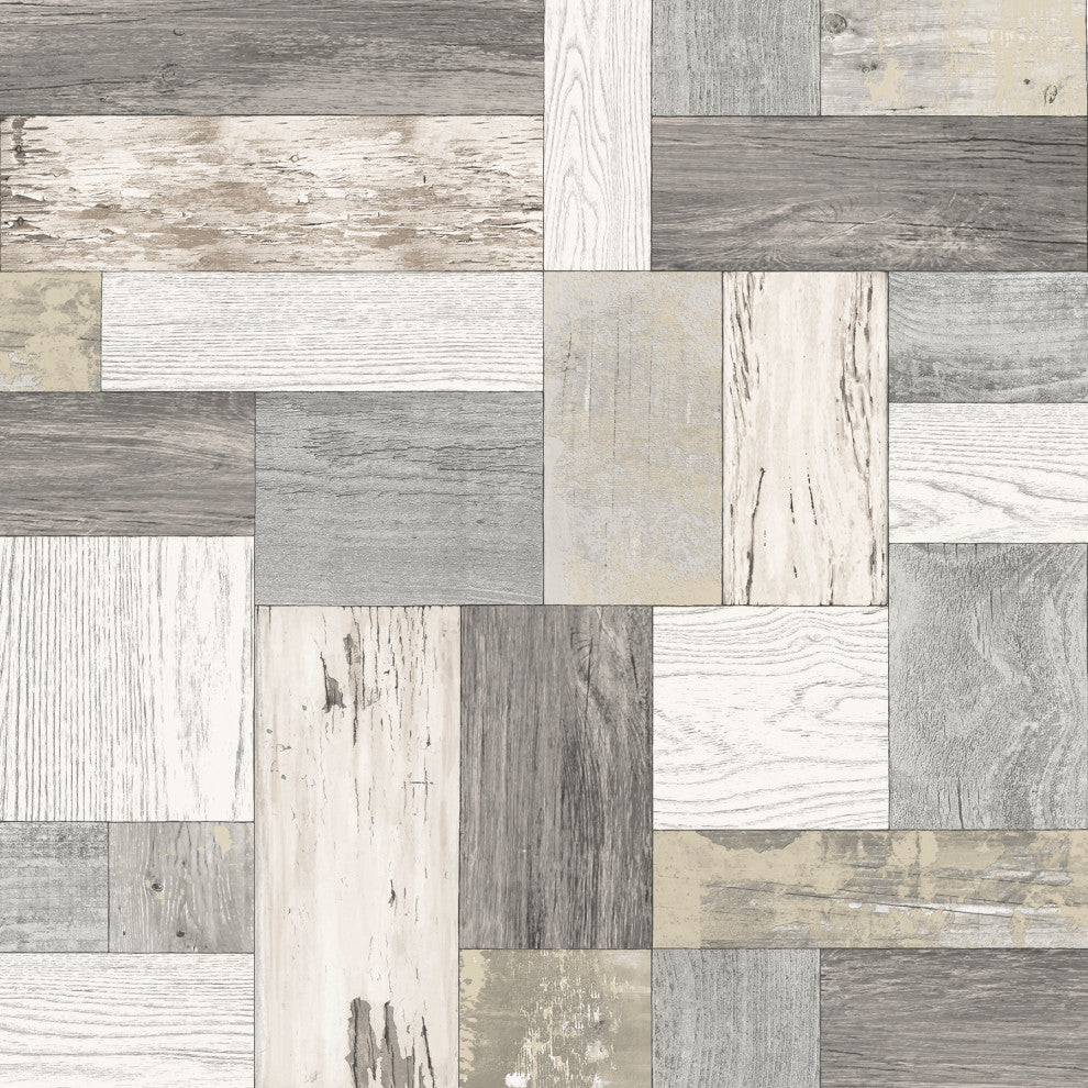 Knock on Wood Neutral Distressed Wallpaper Bolt