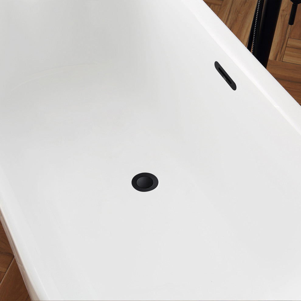 OVE Decors Sayuri Freestanding 63" Acrylic Flatbottom Bathtub, White