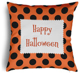 Happy Halloween Dots Accent Pillow Removable Insert, Traditional Orange, 20"x20"