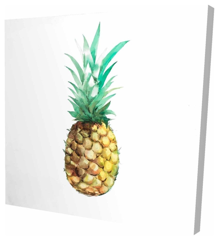 Watercolor Pineapple, Fine Art Gallery Wrapped Canvas, 24"x24"