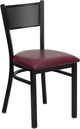 Dyersburg Metal Chair Black Grid Back, Burgundy Vinyl Seat