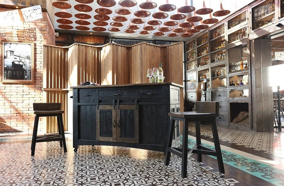 Greenview Kitchen Island, Distressed Black