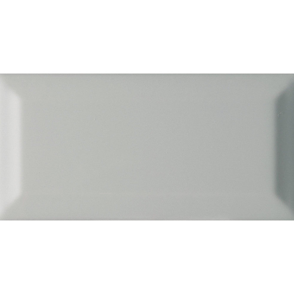 Domino Gray 3X6 Glossy Beveled Subway Tile, 22 Sft
