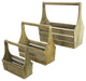Rustic Wooden Caddy Holder Handcrafted Carrier, White, Set Of 3