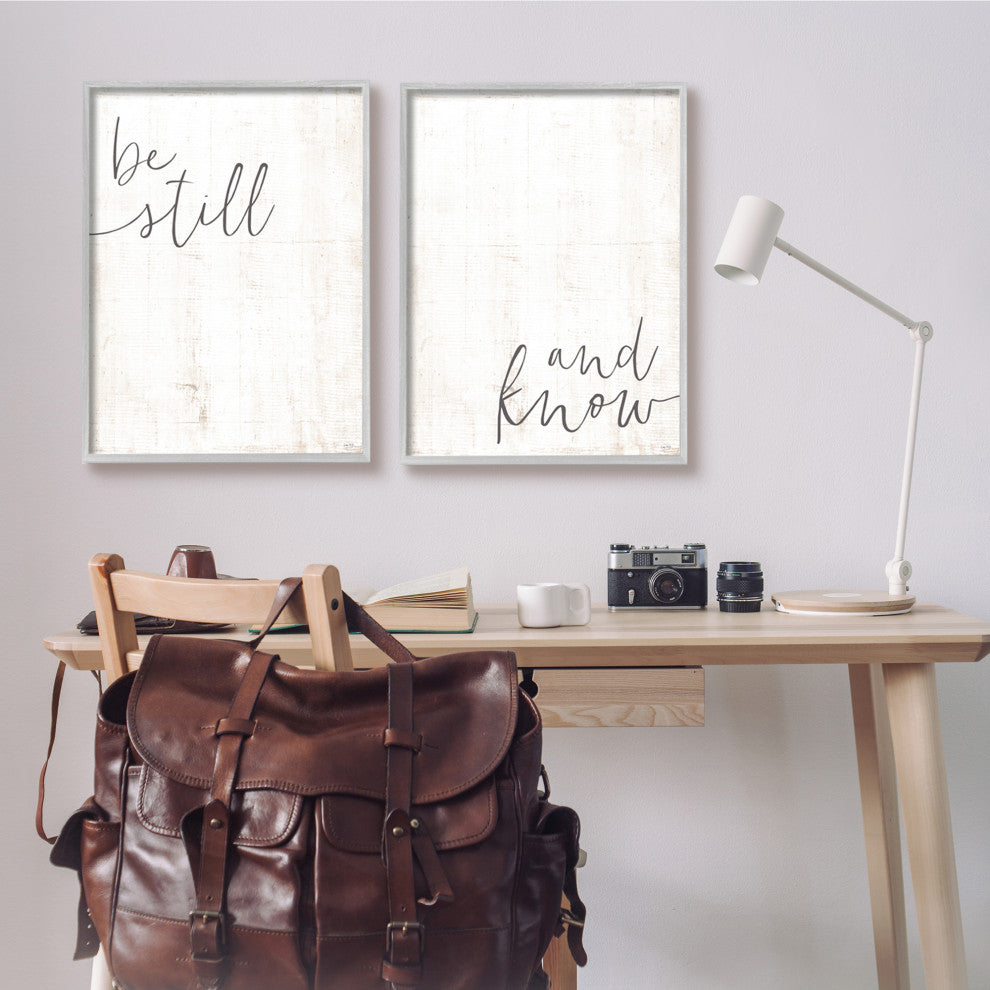 Be Still And Know Calligraphy Inspirational Phrase, 2pc, each 24 x 30
