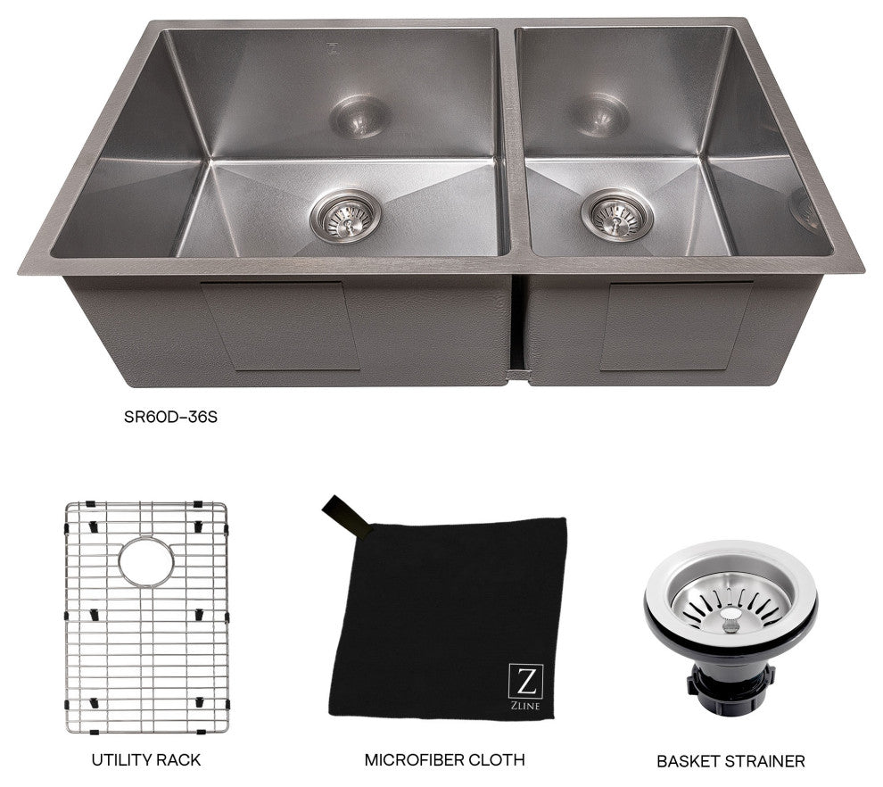 36" Chamonix Undermount Fingerprint Resistant Stainless Steel Kitchen Sink