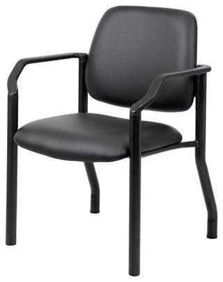 Boss Office Big and Tall Faux Leather Guest Chair in Black