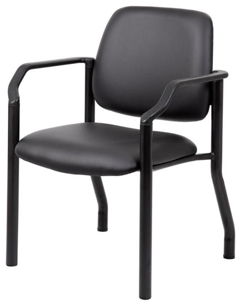 Boss Office Big and Tall Faux Leather Guest Chair in Black