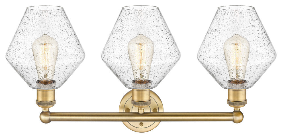 Cindyrella 3-Light 26" Bath Vanity Light, Brushed Brass, Seedy Shade