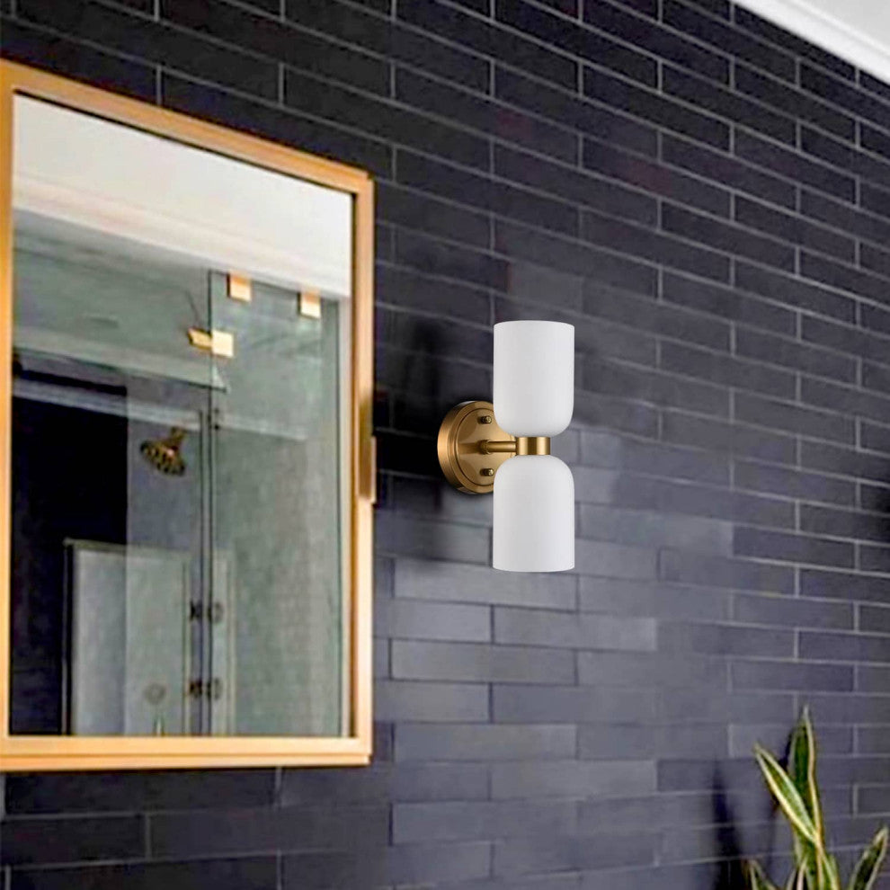 Modern Gold Wall Sconce With Milky Glass