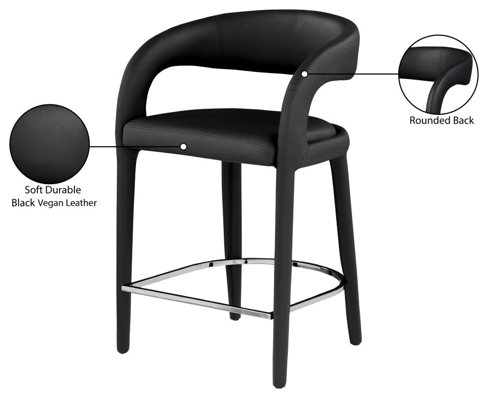 Sylvester Faux Leather Stool, Black