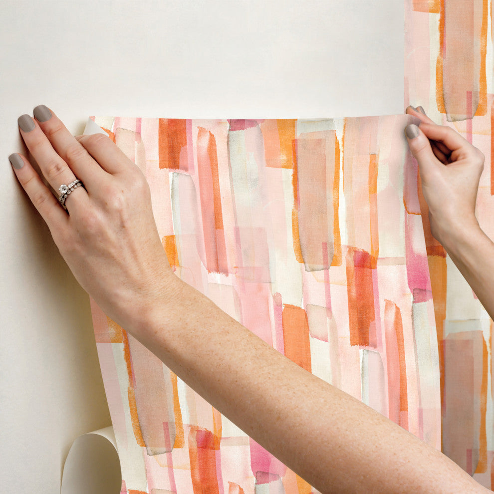 Pink Watercolor Glass Peel & Stick Wallpaper