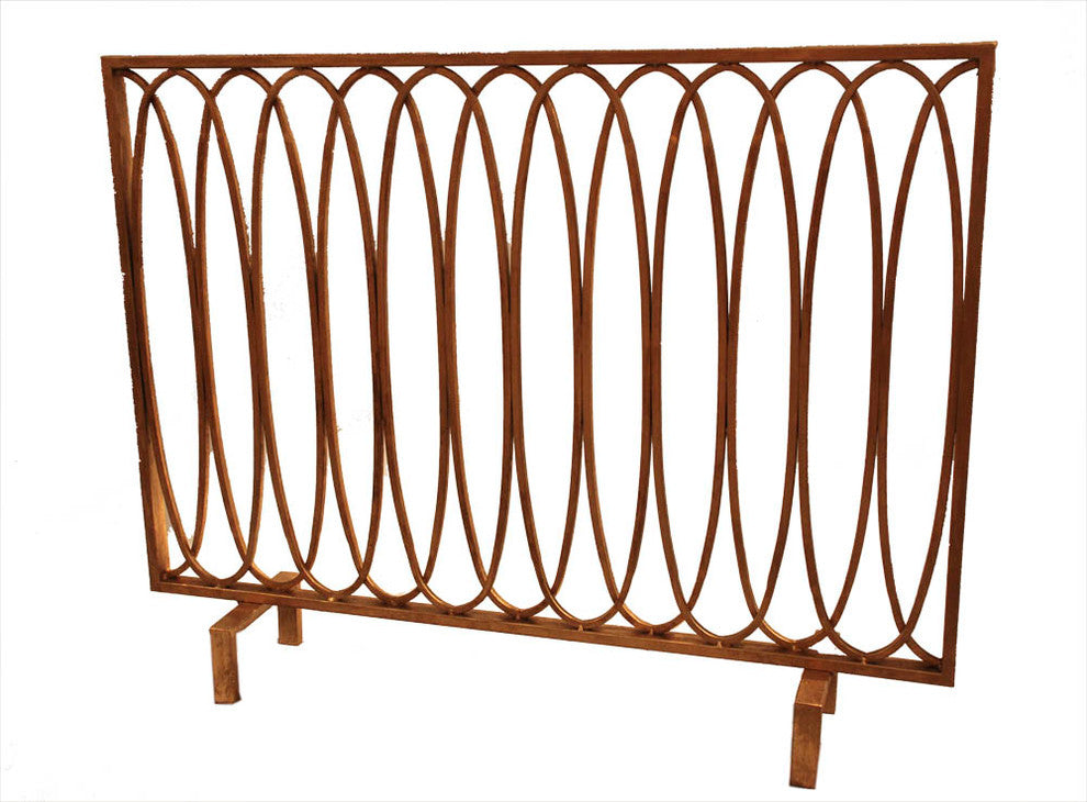 Oval Loop Fire screen, Antique Gold